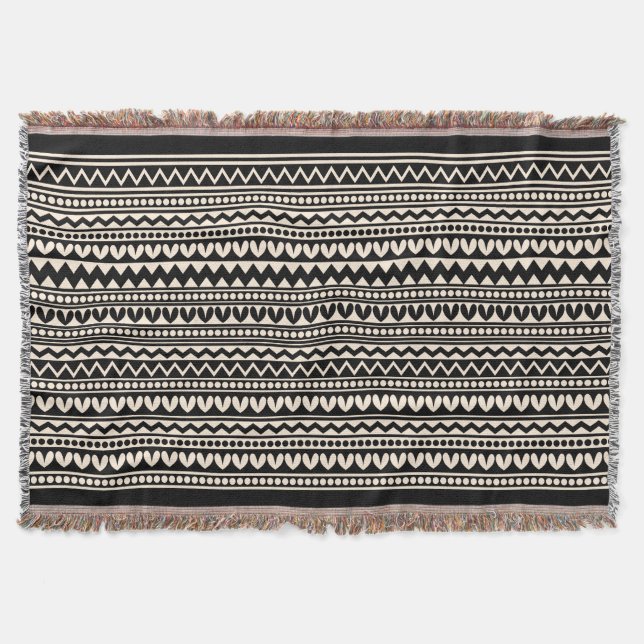 Couverture Style tribal V2 - Noir sur crème (fff0db) (Devant)