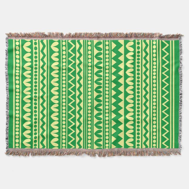 Couverture Style tribal - Vert d'herbe dans Chalk Jaune (Devant)