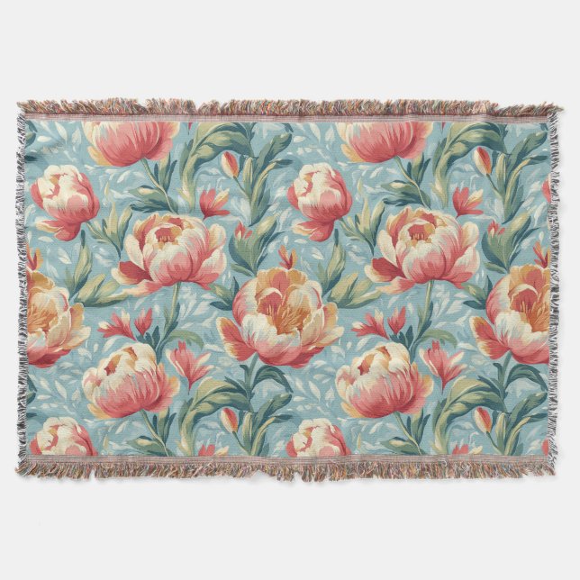 Couverture Style victorien élégant pivoines florales (Devant)