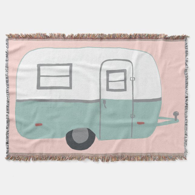 Couverture Sweet Vintage Trailer Camper RV en rose (Devant)