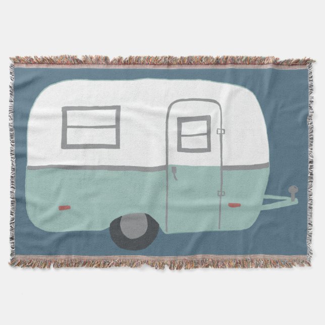 Couverture Sweet Vintage Trailer Camper RV sur bleu profond (Devant)