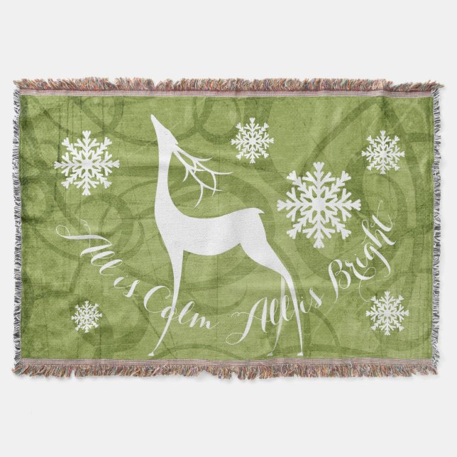 Couverture Swirl All is Calm All is Bright Deer Holiday Throw (Devant)