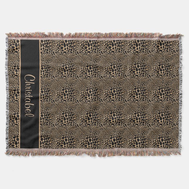 Couverture Taches d'impression guépard noir et marron Nom per (Devant)