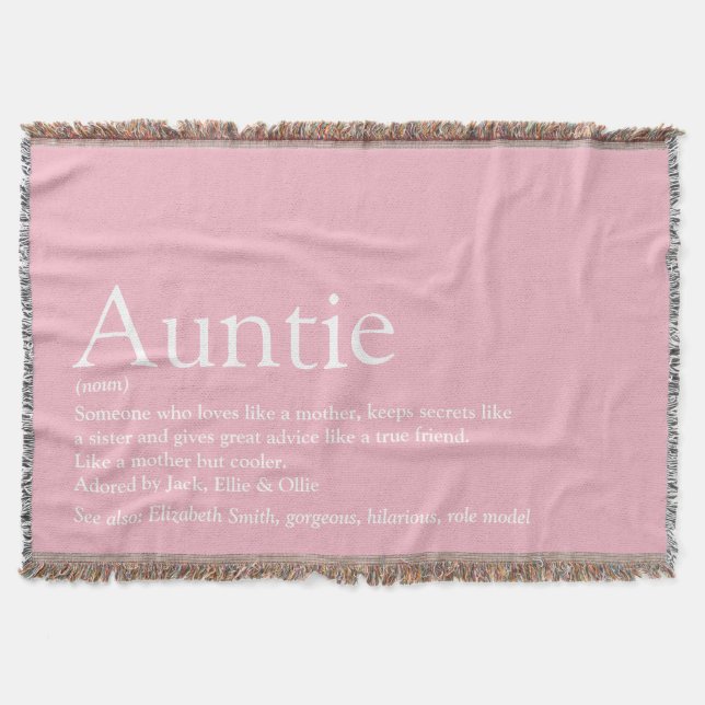 Couverture Tante Tante Fille Rose moderne Cool amusant (Devant)