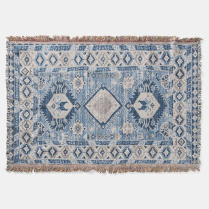 Couverture Tapis Kilim Bleu Antique Oriental