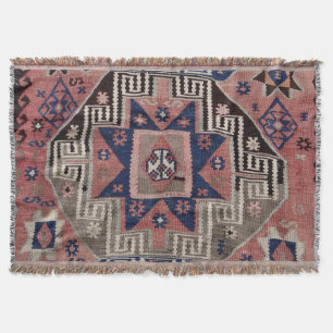 Couverture Tapis Kilim Oriental Antique Bleu Rouge