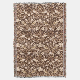 Couverture Tapisserie Art Nouveau Oiseau et Fleur, Brown fonc