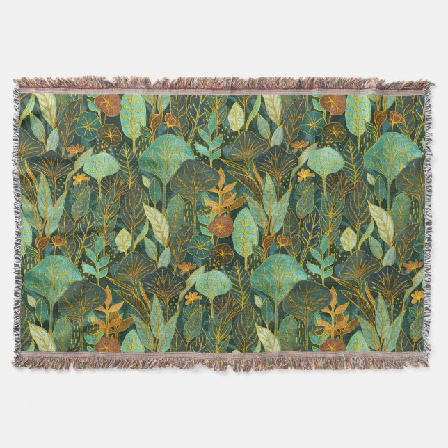 Couverture Tapisserie Jardin Naïf en vert et bleu (Devant)