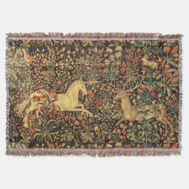 Couverture Tapisserie médiévale Licorne & Cerf (Devant)