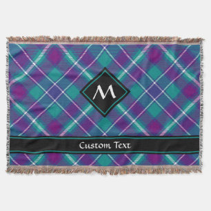 Couverture Tartan vert de mer, violet et bleu