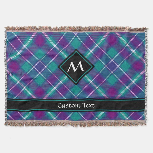 Couverture Tartan vert de mer, violet et bleu (Devant)
