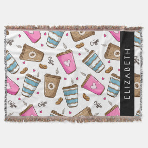 Couverture Tasses À Café, Haricots À Café, Coeurs, Votre Nom