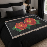 Tatouage de roses traditionnelles rouges gras noir