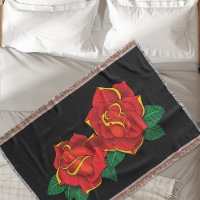 Tatouage de roses traditionnelles rouges gras noir