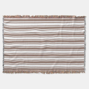 Couverture Taupe brun et blanc bonbons rayures