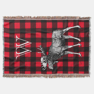 Couverture Taureau d'orignaux rouge et noir Plaid - Monogramm