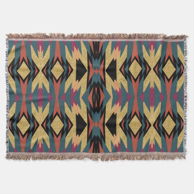 Couverture Terre Turquoise chaude Aztec Desert Gold Shimmer (Devant)