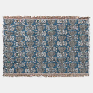 Couverture Tête d'éléphant africaine moderne bleu géométrique