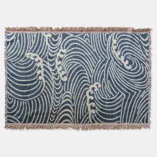 Couverture Textile japonais vintage, Motif de vague