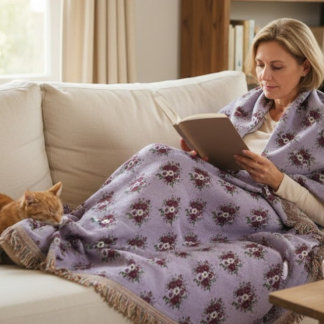 Couverture Tissée bouquet de Violettes Decke