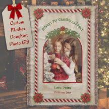 Couverture tissée de Noël photo mère fille