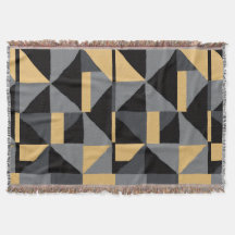 Couverture Tissée Géométrie Noir, gris et or
