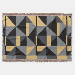 Couverture Tissée Géométrie Noir, gris et or Decke