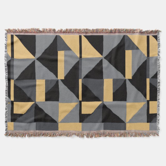 Couverture Tissée Géométrie Noir, gris et or Decke (Vorderseite)