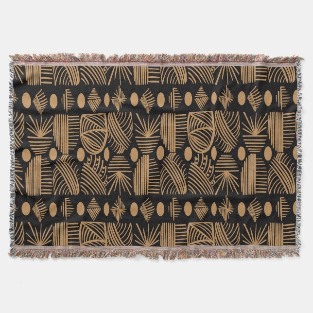 Couverture Tissu de moisissure tribale des Caraïbes : Noir, O (Devant)