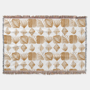 Couverture Tissu Tribal des Caraïbes audacieux : Or, blanc