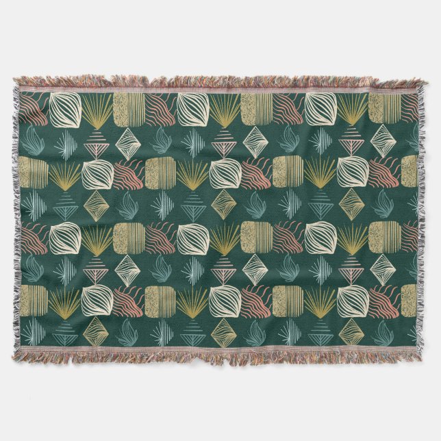 Couverture Tissu Tribal des Caraïbes gras : Turquoise Boho (Devant)