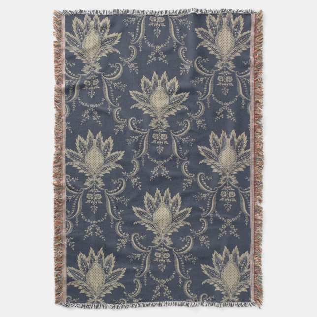 Couverture Toile d'ananas bleu marine Baroque (devant Vertical)