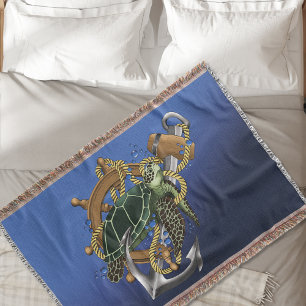 Couverture Tortue de mer bleu vert