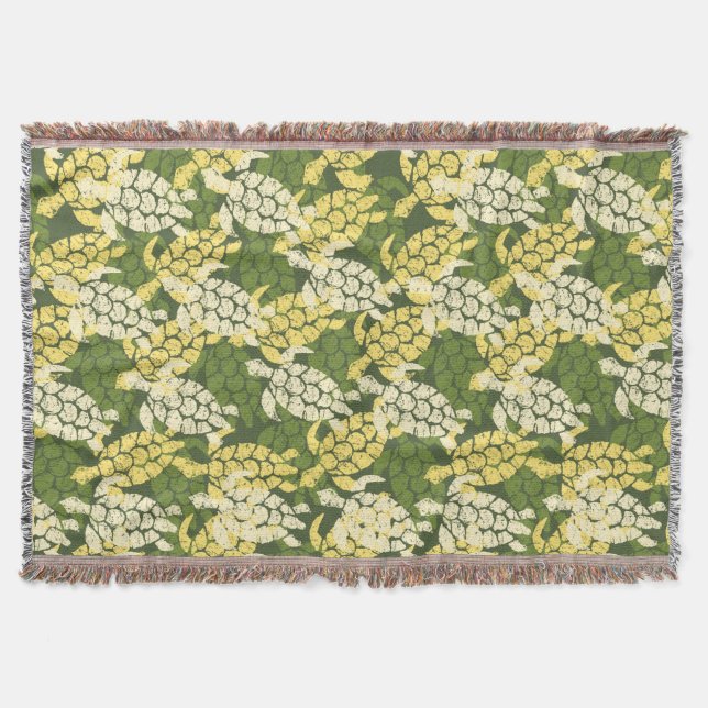 Couverture Tortue de mer Honu Aloha hawaïen - Olive (Devant)