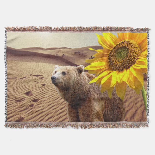 Couverture Tournesol Floral Ours Lancer Blanche (Devant)