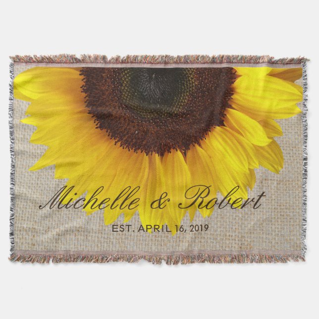Couverture Tournesol sur Burlap Mariage campagnard rustique p (Devant)