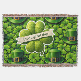 Couverture Trèfle à quatre feuilles chanceux Saint Patrick Fê