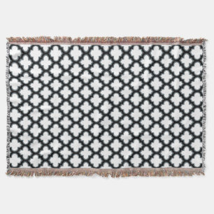 Couverture Trellis blanc et noir, treillis, Quatrefoil