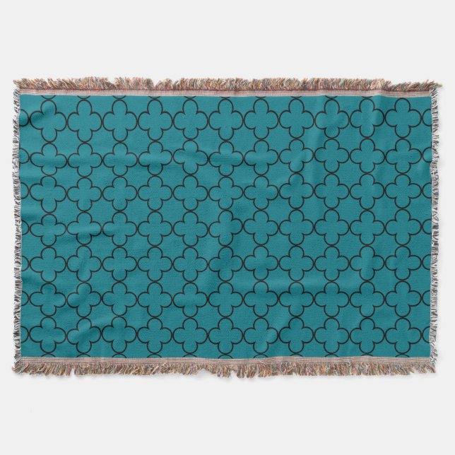 Couverture Trellis marocain turquoise motif jeter la couvertu (Devant)