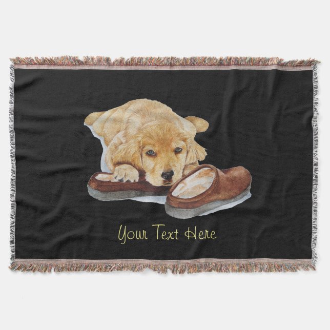 Couverture très mignon chiot golden retriever à l'air triste (Devant)