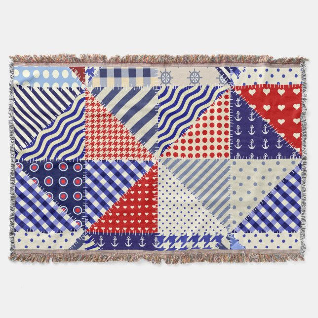 Couverture Triangles De Patchwork Rétro Style Nautique (Devant)