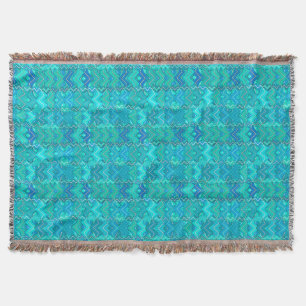 Couverture Tribal Batik Imprimer, Turquoise, Aqua et Seafoam