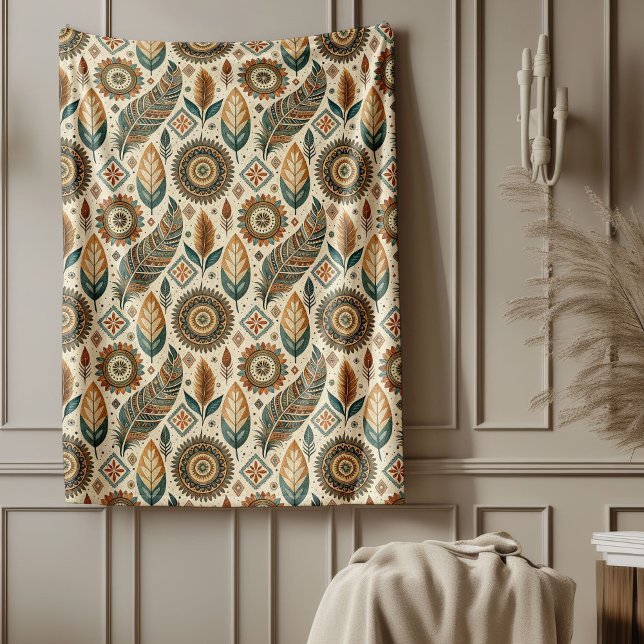 Couverture Tribale du Sud-Ouest Chaud Couleurs de  (Warm Southwestern Tribal Blanket Earth Tone Colors)