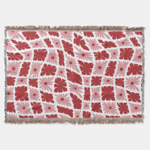 Couverture Trippy super 60s Flower Checks Rouge rose