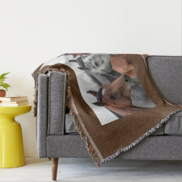 Couverture Trois Cheval Tête Jetée Blanche Cheval Equestre