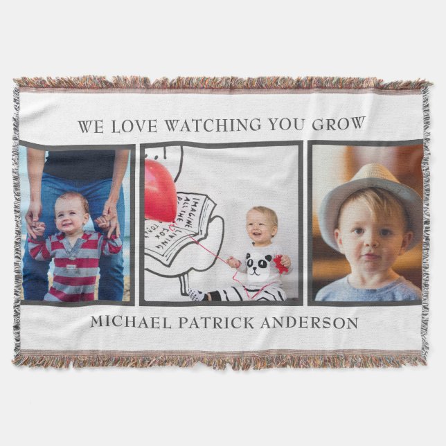 Couverture Trois photo Bébé Coton Jetée Blanche (Devant)