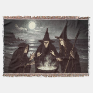 Couverture Trois Sorcières Brew Cauldron Pleine lune Beach