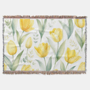 Couverture Tulipes jaunes Peinture florale aquarelle Botaniqu