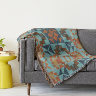Couverture Turquoise bleu turquoise rouille orange Brown art