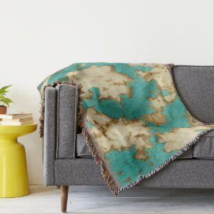 Couverture Turquoise Brown Cream Animal Cowhide Western
